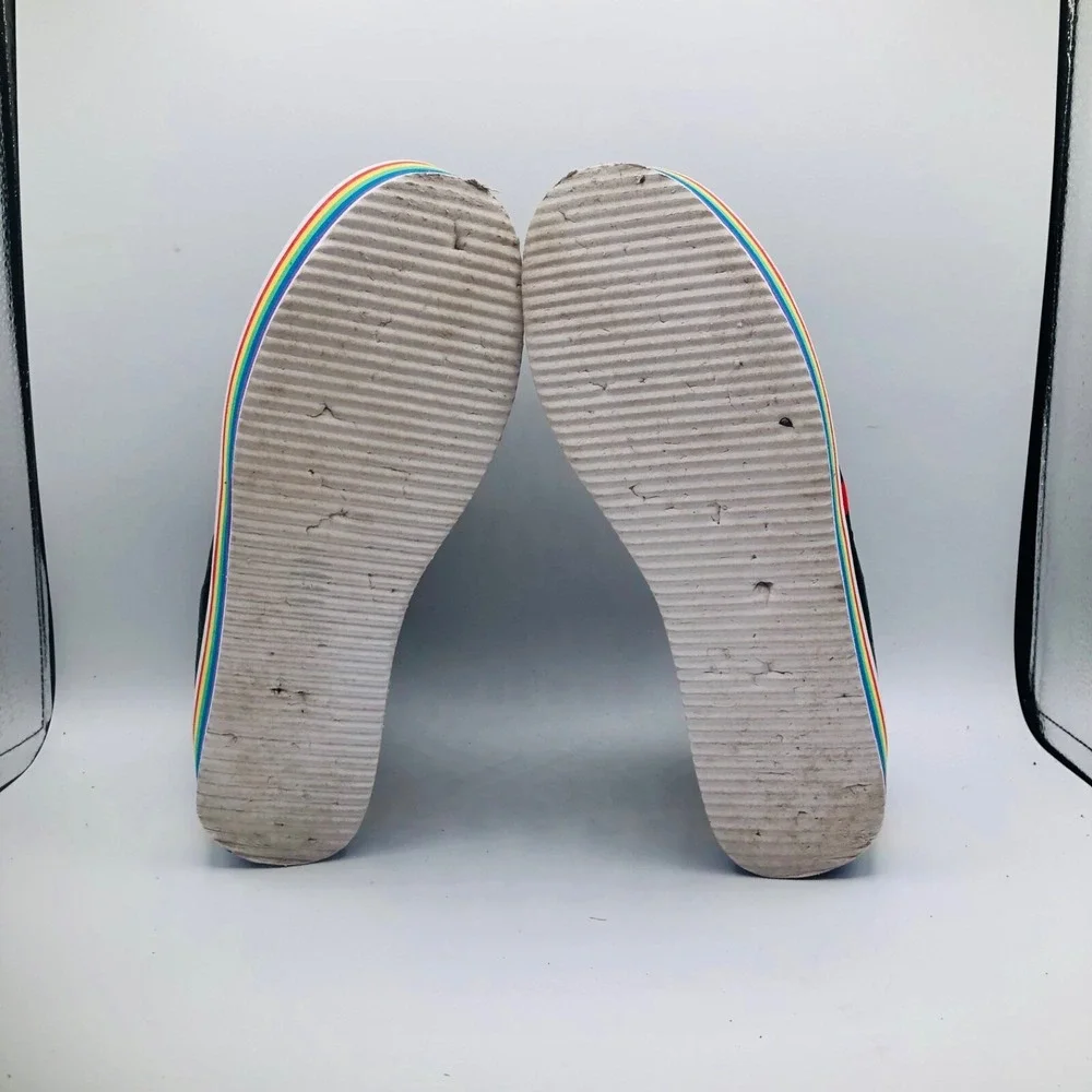 CAPE ROBBIN SUPER PLATFORM BLACK‎ FAUX LEATHER LACE UP RAINBOW PLATFORM SIZE  9